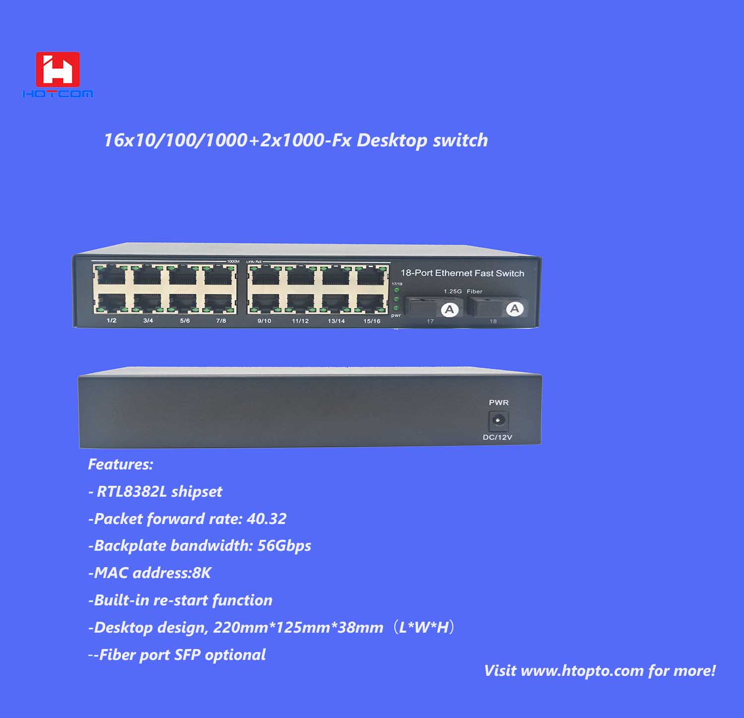 16GE+2GF Desktop Gigabit Switch